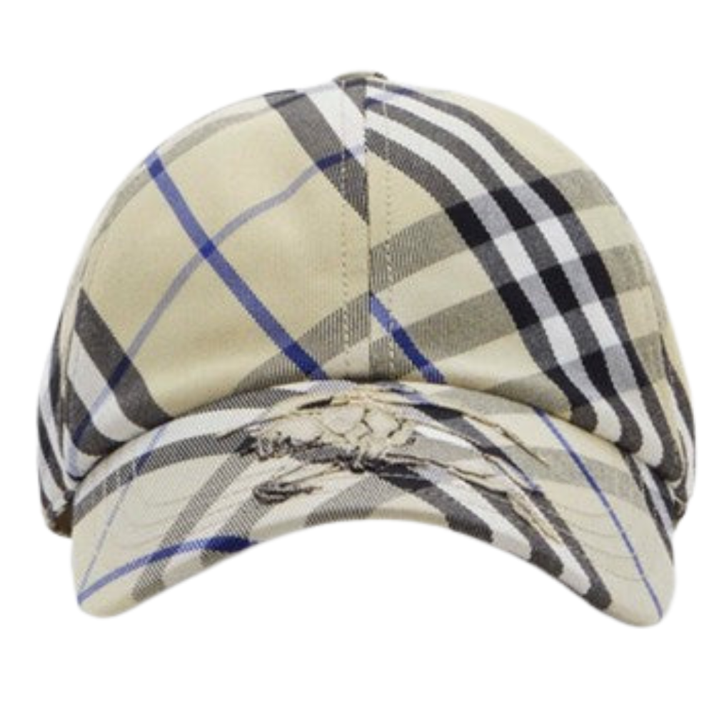 Burberry - Baseball en coton mélangé Check EKD LICHEN