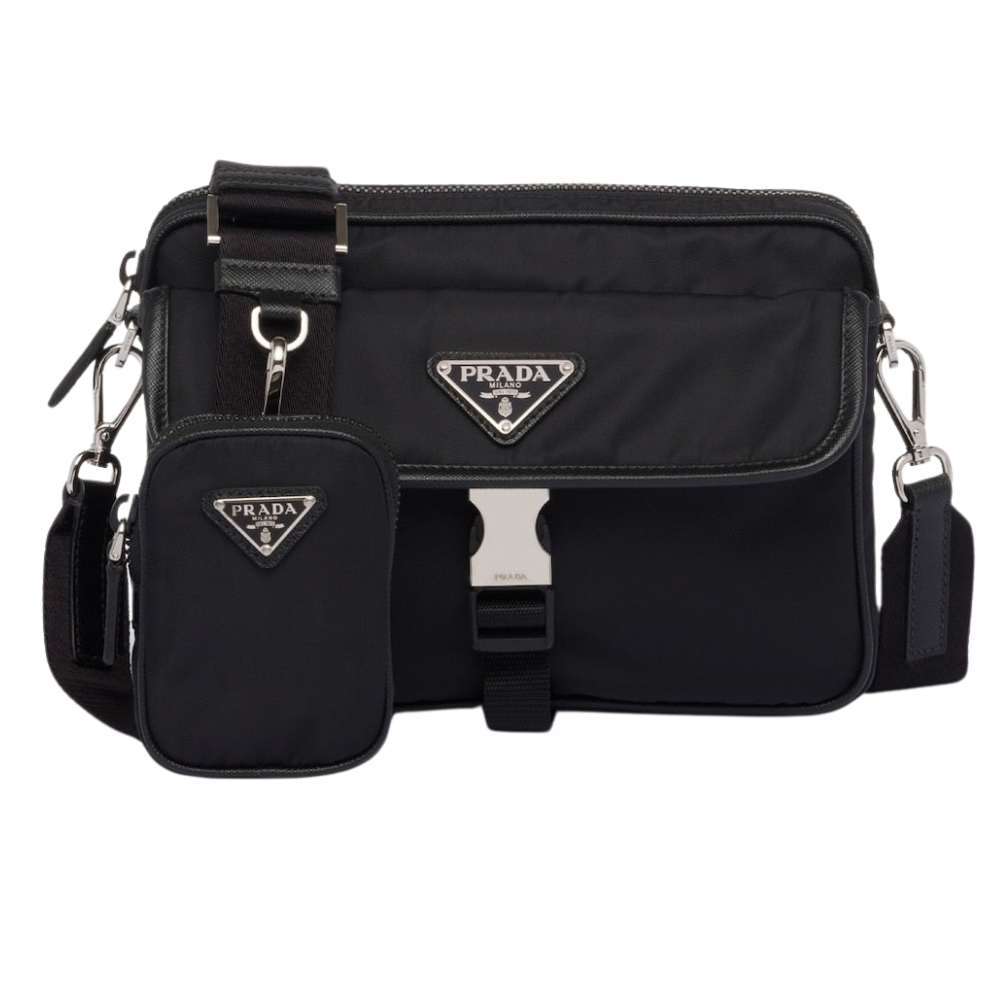 Prada - Sac porté épaule en Re-Nylon et cuir Saffiano fermeture simple