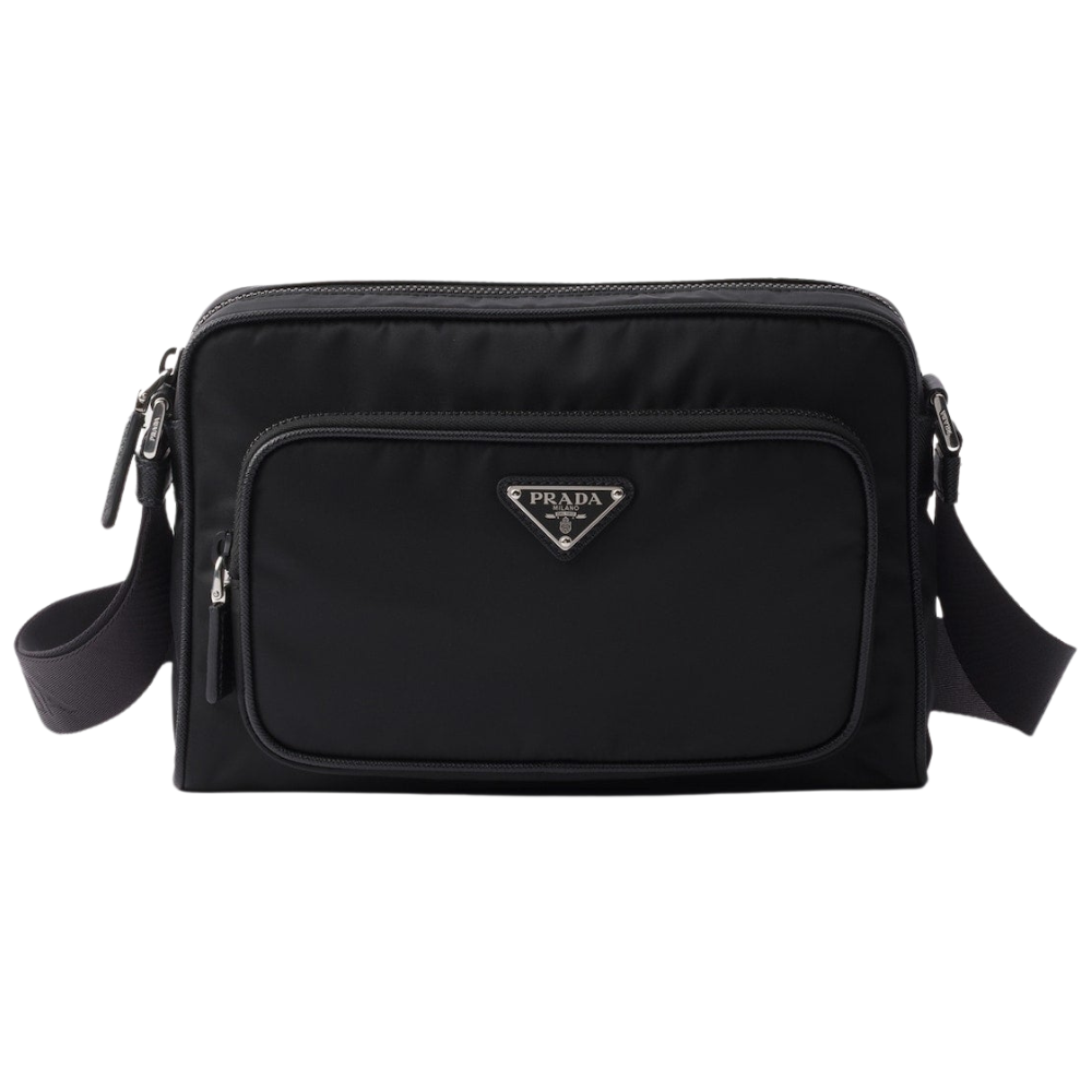 Petit Prada - Sac porté épaule en Re-Nylon et cuir Saffia