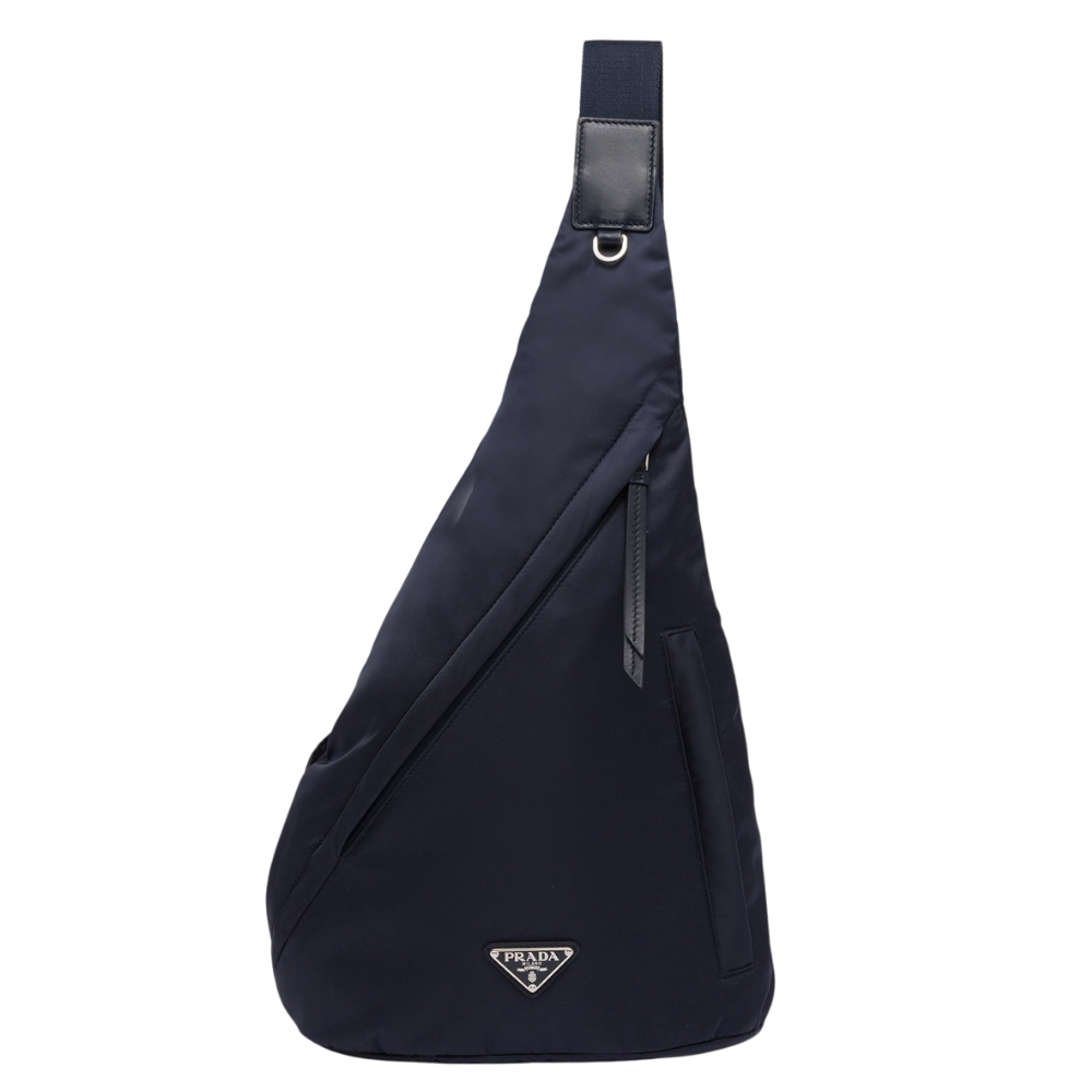 Prada - Sac à dos en Re-Nylon et cuir bleu nuit