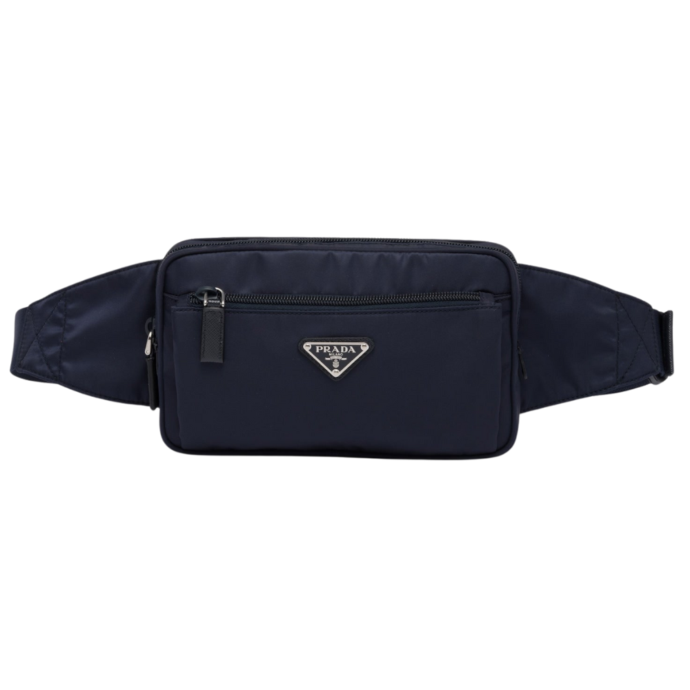 Prada - Sac banane en Re-Nylon et cuir Saffiano Bleu Marine