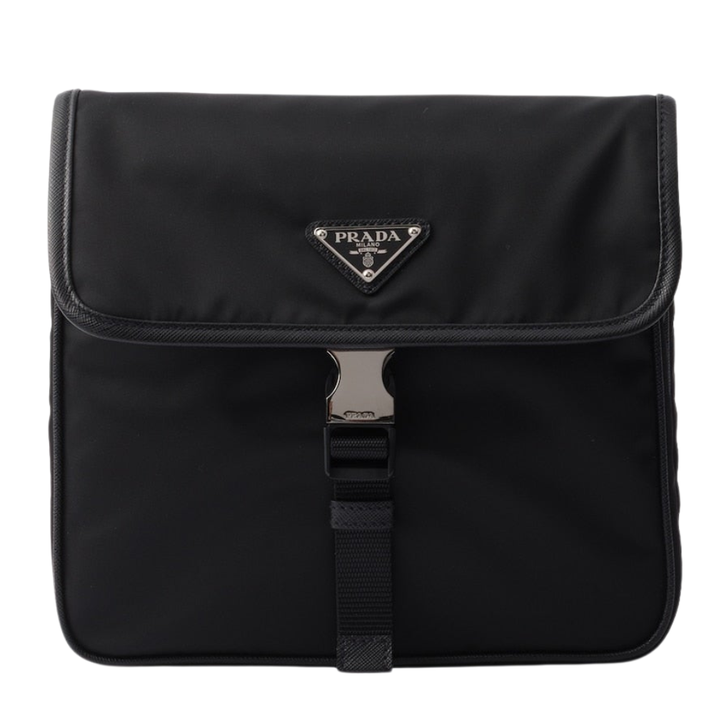 Prada - Sac porté épaule en Re-Nylon et cuir Saffiano carré