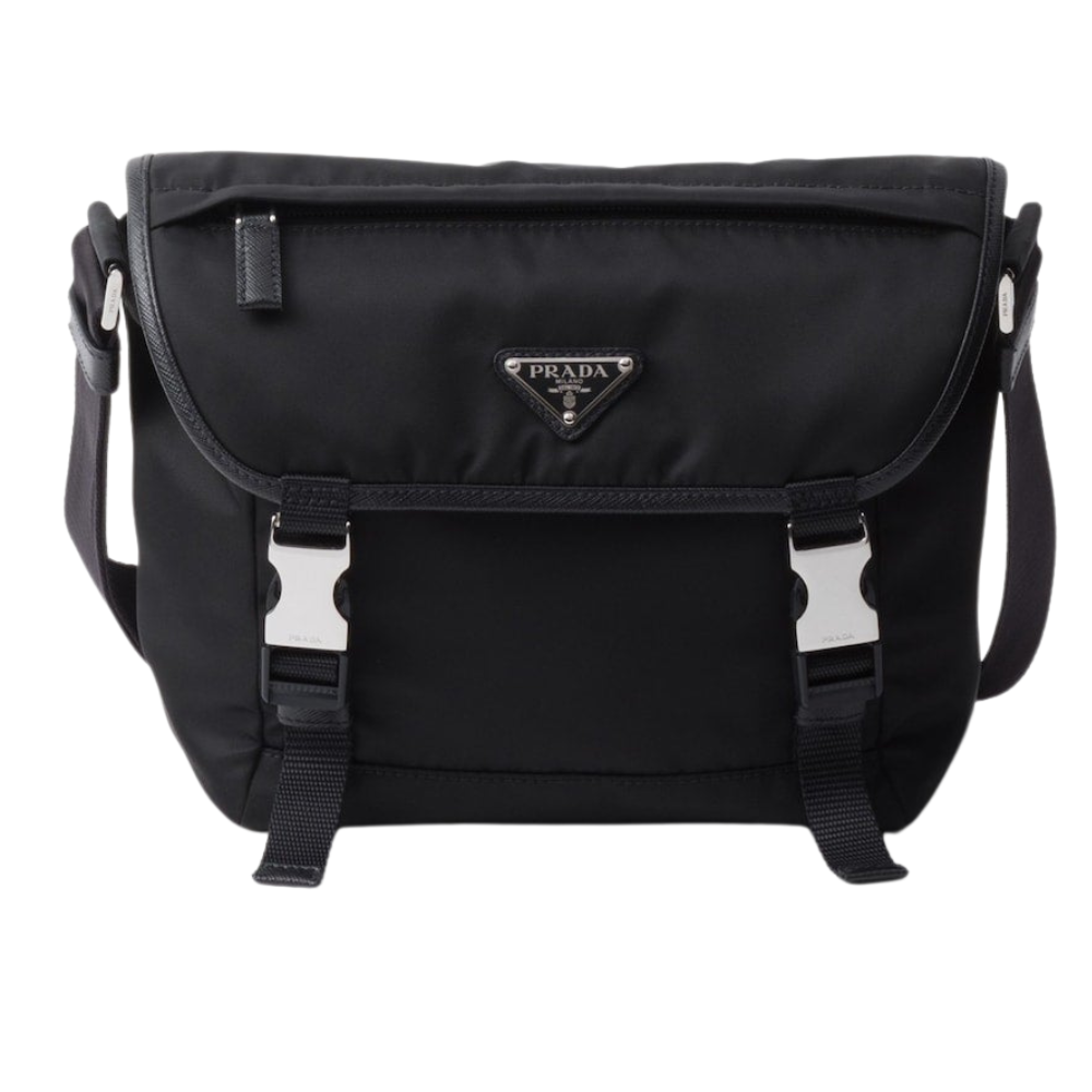 Prada - Sac porté épaule en Re-Nylon et cuir Saffiano Noir Large