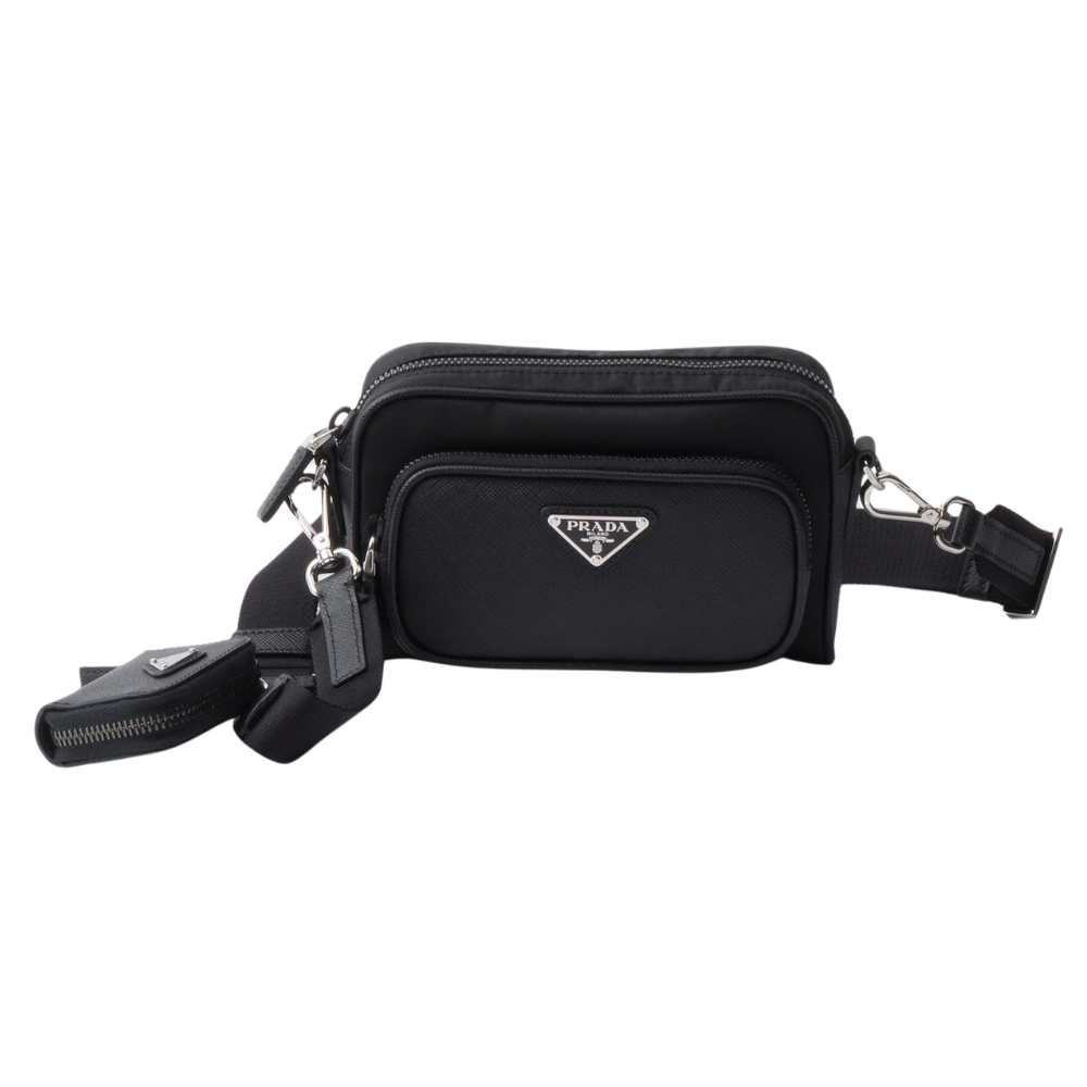 Prada - Sac porté épaule en Re-Nylon et cuir Saffiano Mini Noir